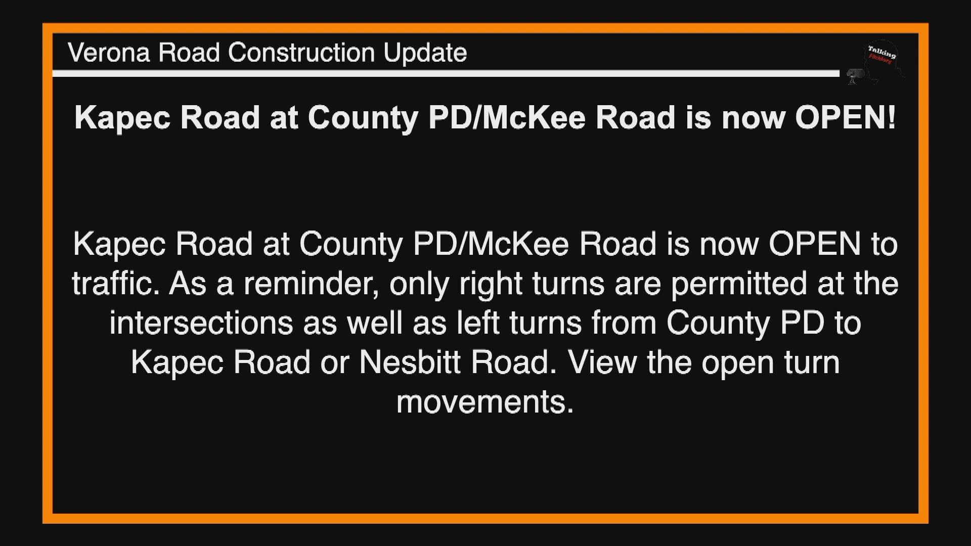 Thumbnail image for TFR Verona Rd Construction Update 7-20-20