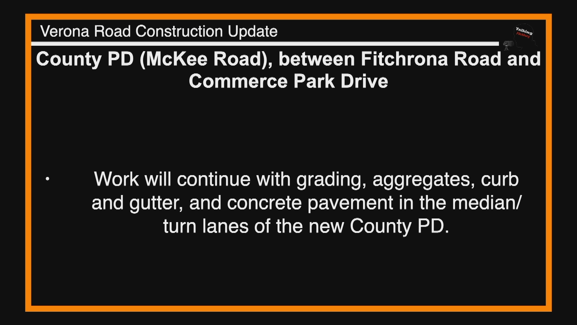 Thumbnail image for TFR Verona Rd Construction Update 9-8-20