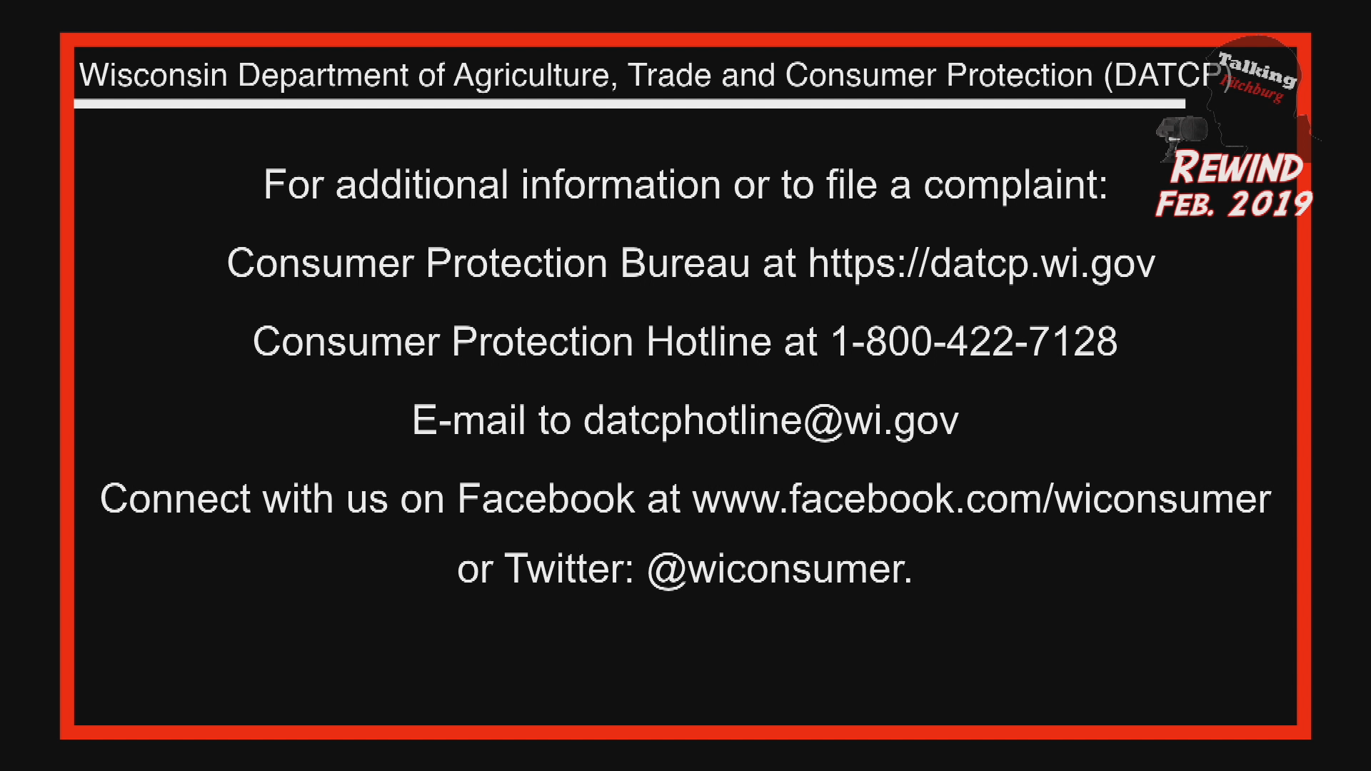 Thumbnail image for TFR DATCP Top 10 Complaints FEB 2019